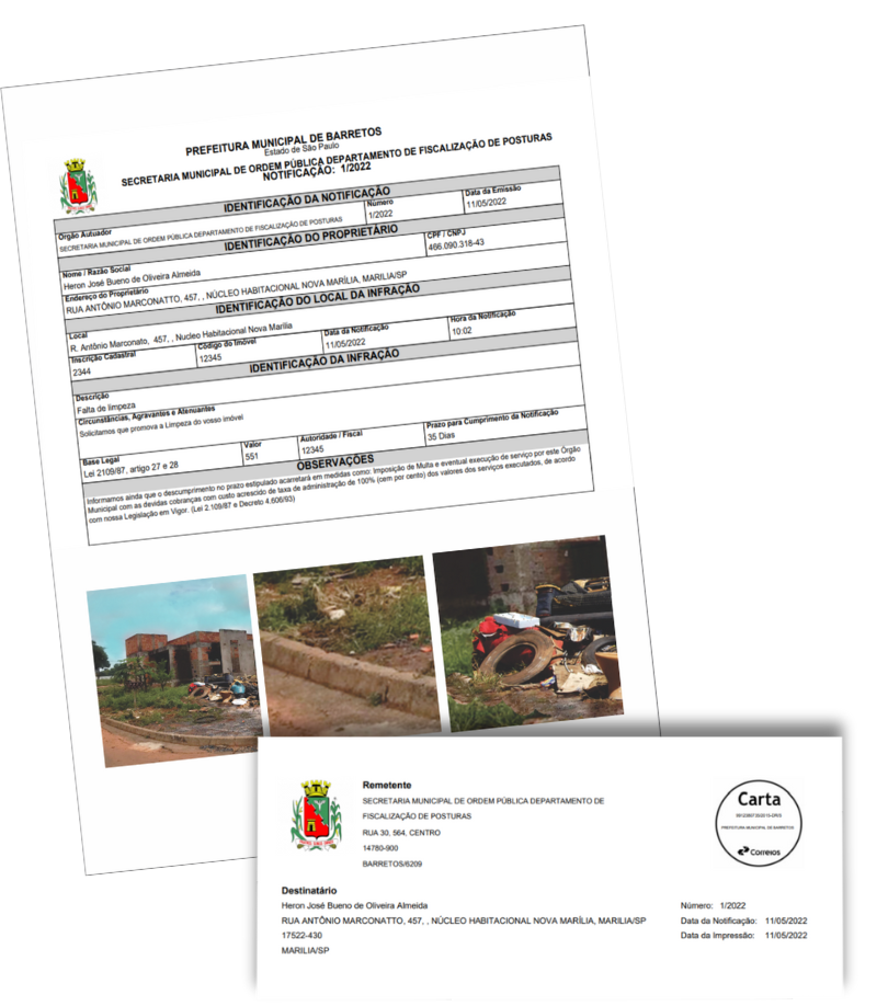 Ferramenta de fiscalização de posturas urbanas com visualização de infrações e localização de imóveis.